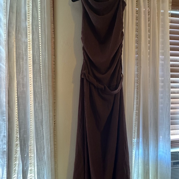 ASOS One Shoulder Brown Dress - Picture 6 of 7